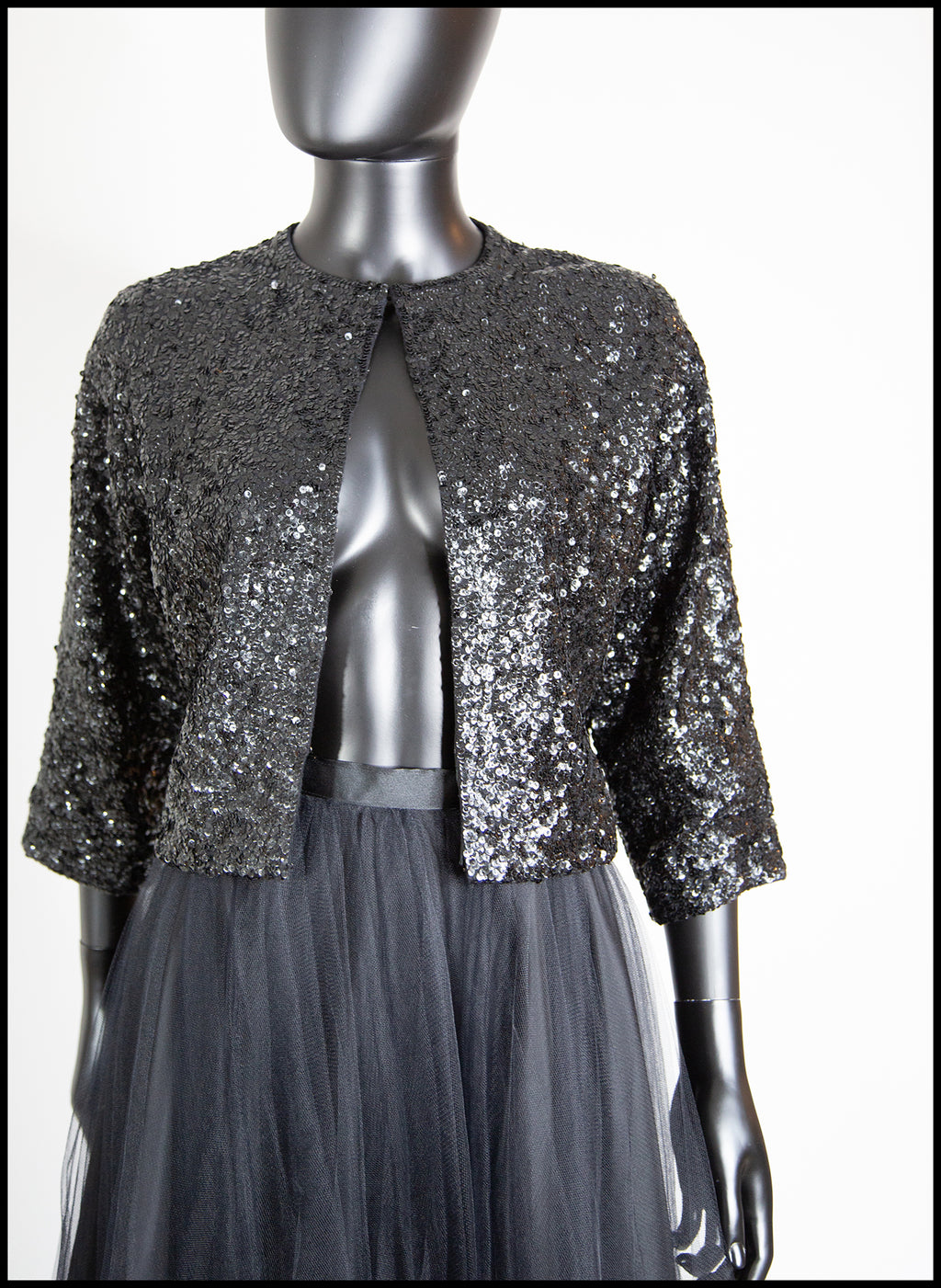 Vintage 1950s Black Sequin Cardigan