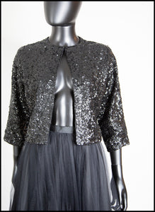 Vintage 1950s Black Sequin Cardigan