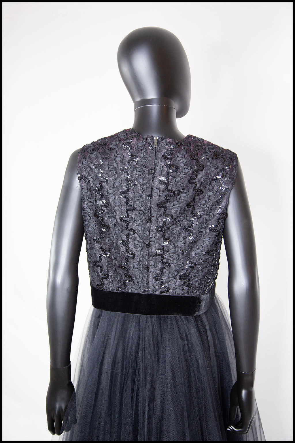 Vintage 1960s Black Cropped Shell Top