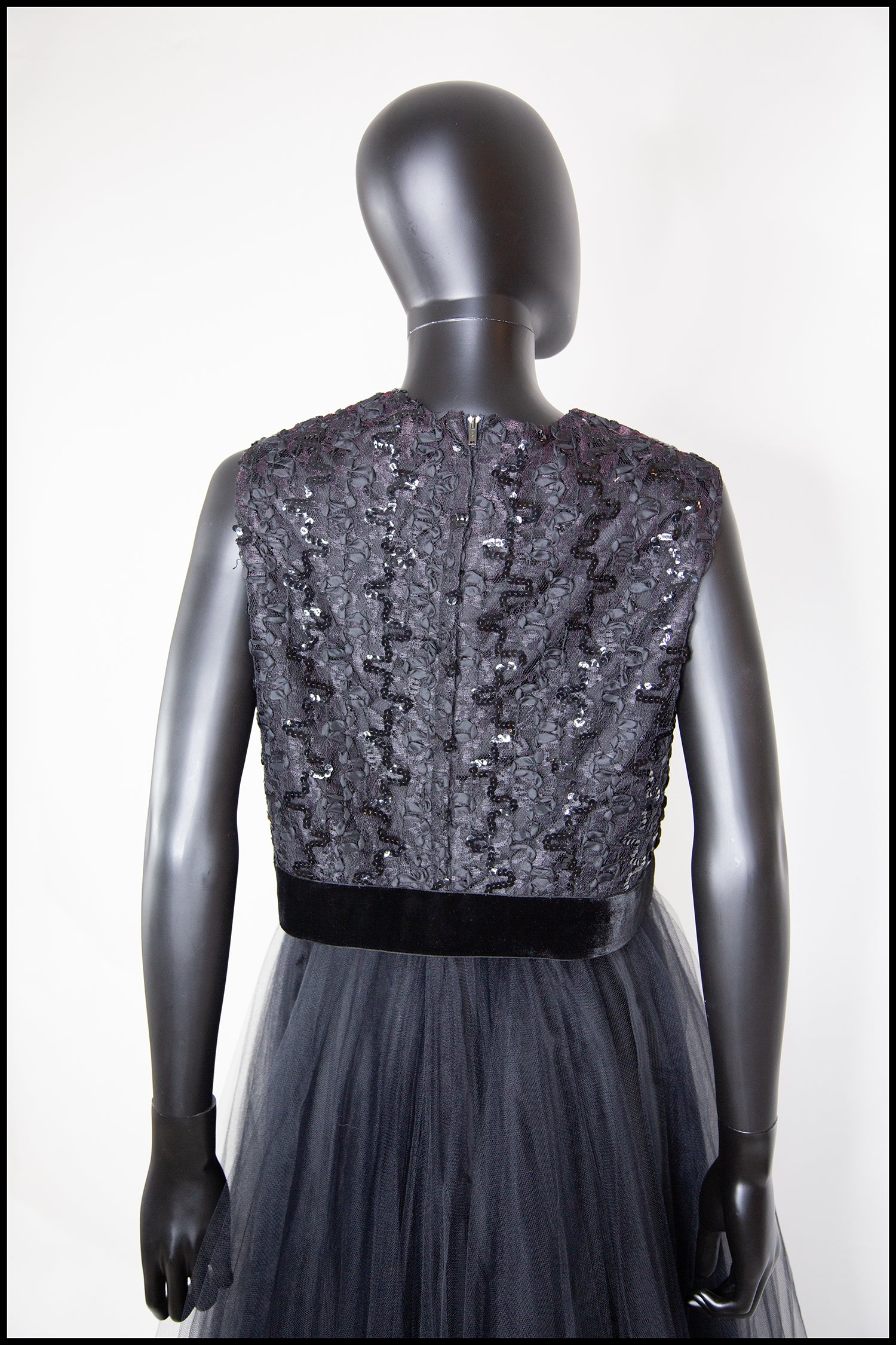 Vintage 1960s Black Cropped Shell Top