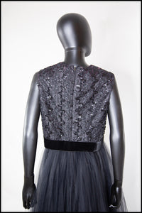 Vintage 1960s Black Cropped Shell Top