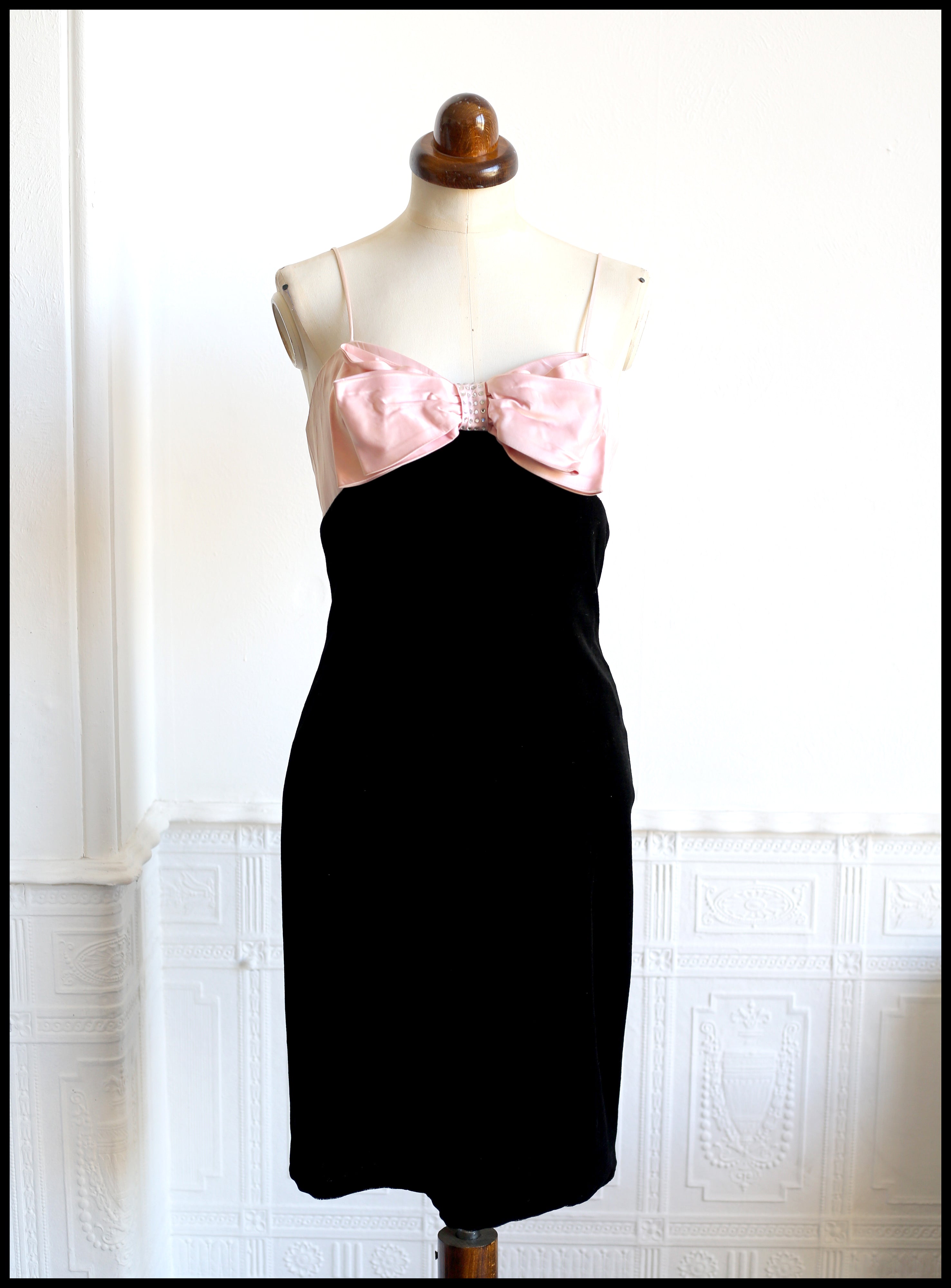 Vintage 1980s Pink Bow Mini Dress