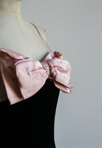 Vintage 1980s Pink Bow Mini Dress