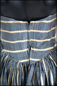 Vintage 1950s Grey Gold Stripe Gown