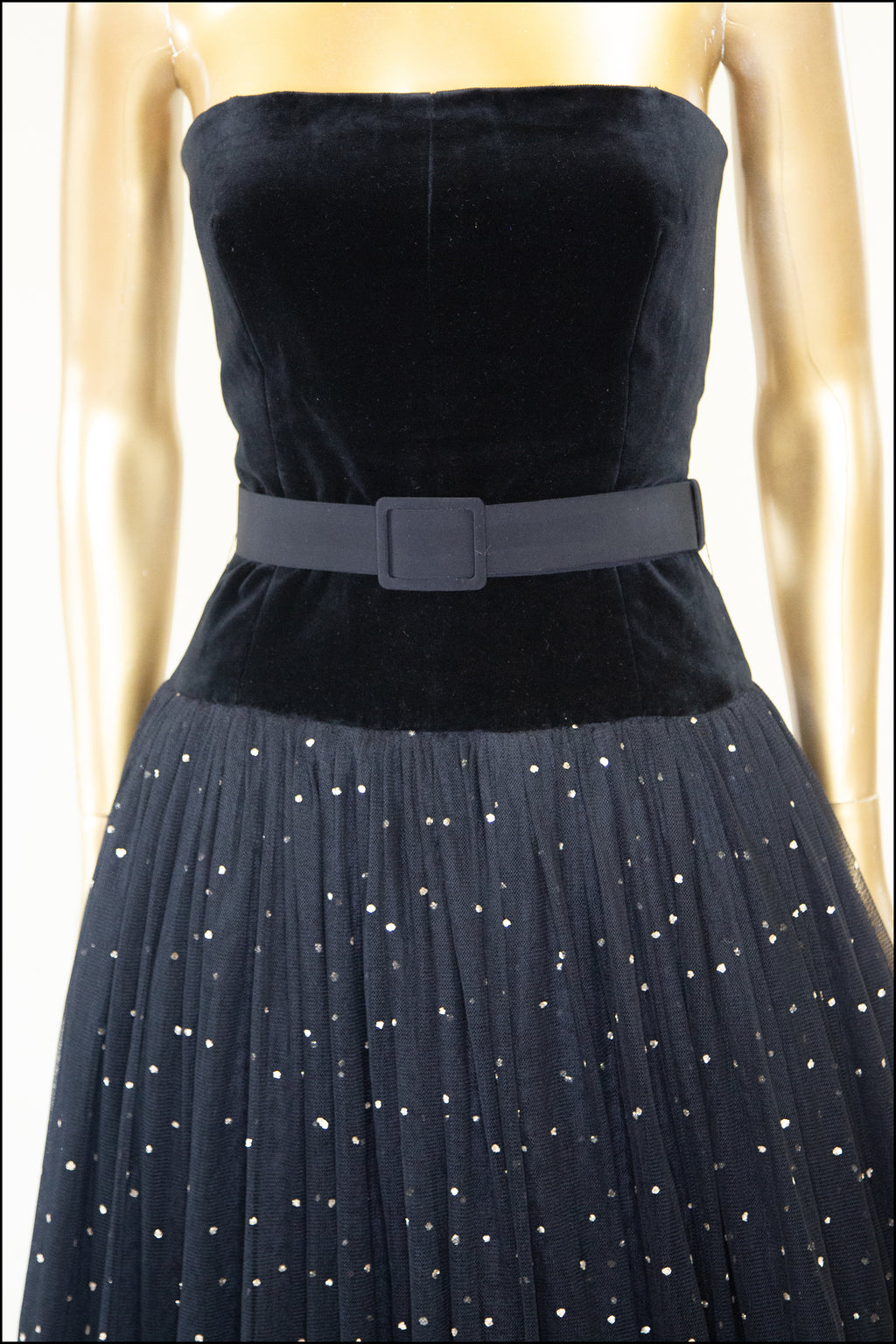 Vintage 1950s Velvet Tulle Glitter Ballgown Dress