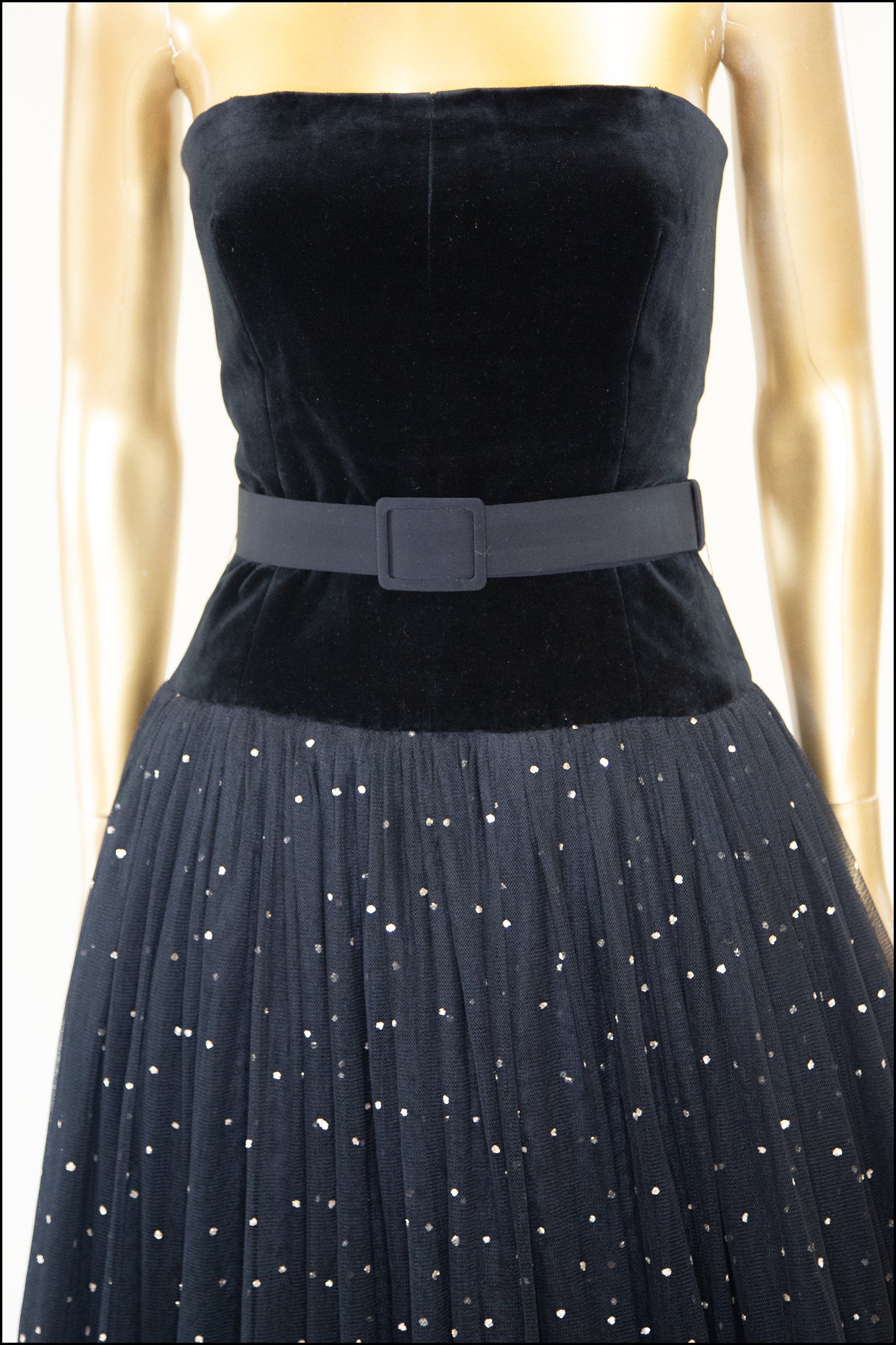 Vintage 1950s Velvet Tulle Glitter Ballgown Dress