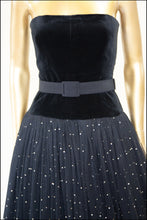 Vintage 1950s Velvet Tulle Glitter Ballgown Dress