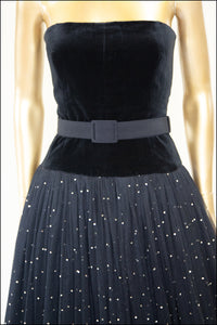 Vintage 1950s Velvet Tulle Glitter Ballgown Dress