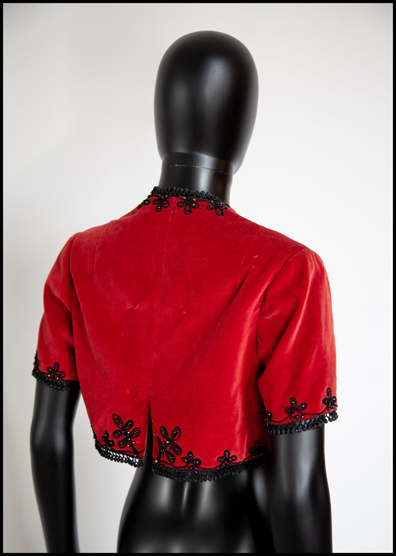 Vintage 1940s Red Velvet Bolero