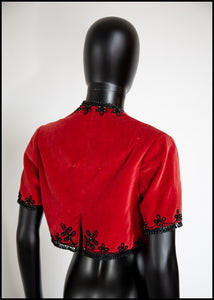 Vintage 1940s Red Velvet Bolero