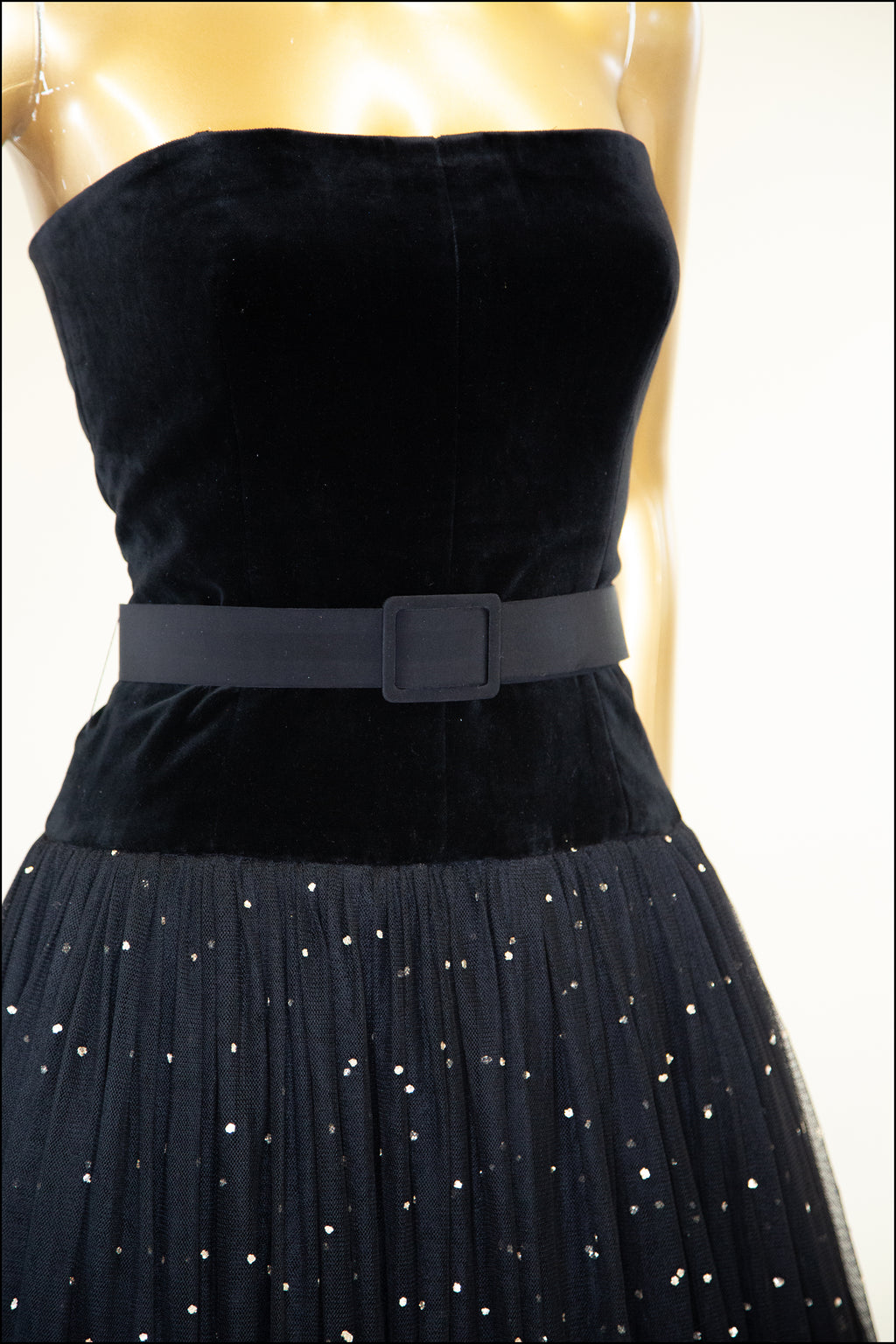 Vintage 1950s Velvet Tulle Glitter Ballgown Dress