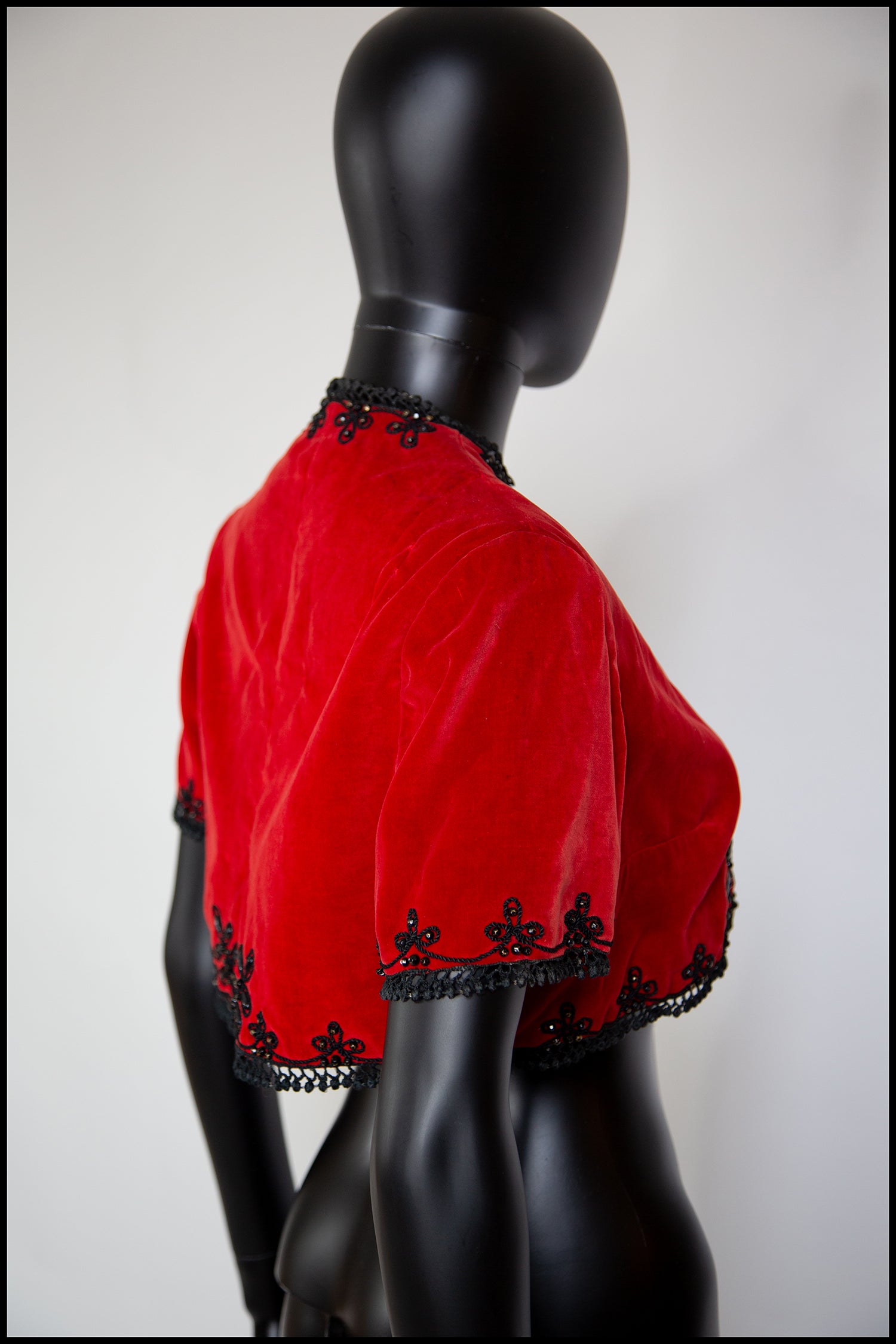 Vintage 1940s Red Velvet Bolero