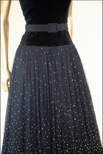 Vintage 1950s Velvet Tulle Glitter Ballgown Dress