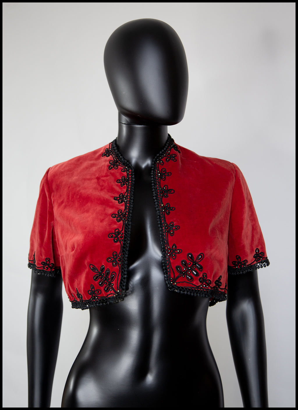 Vintage 1940s Red Velvet Bolero
