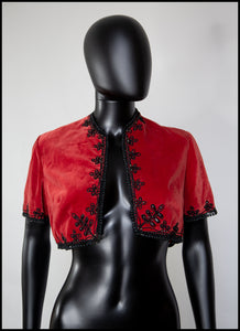 Vintage 1940s Red Velvet Bolero