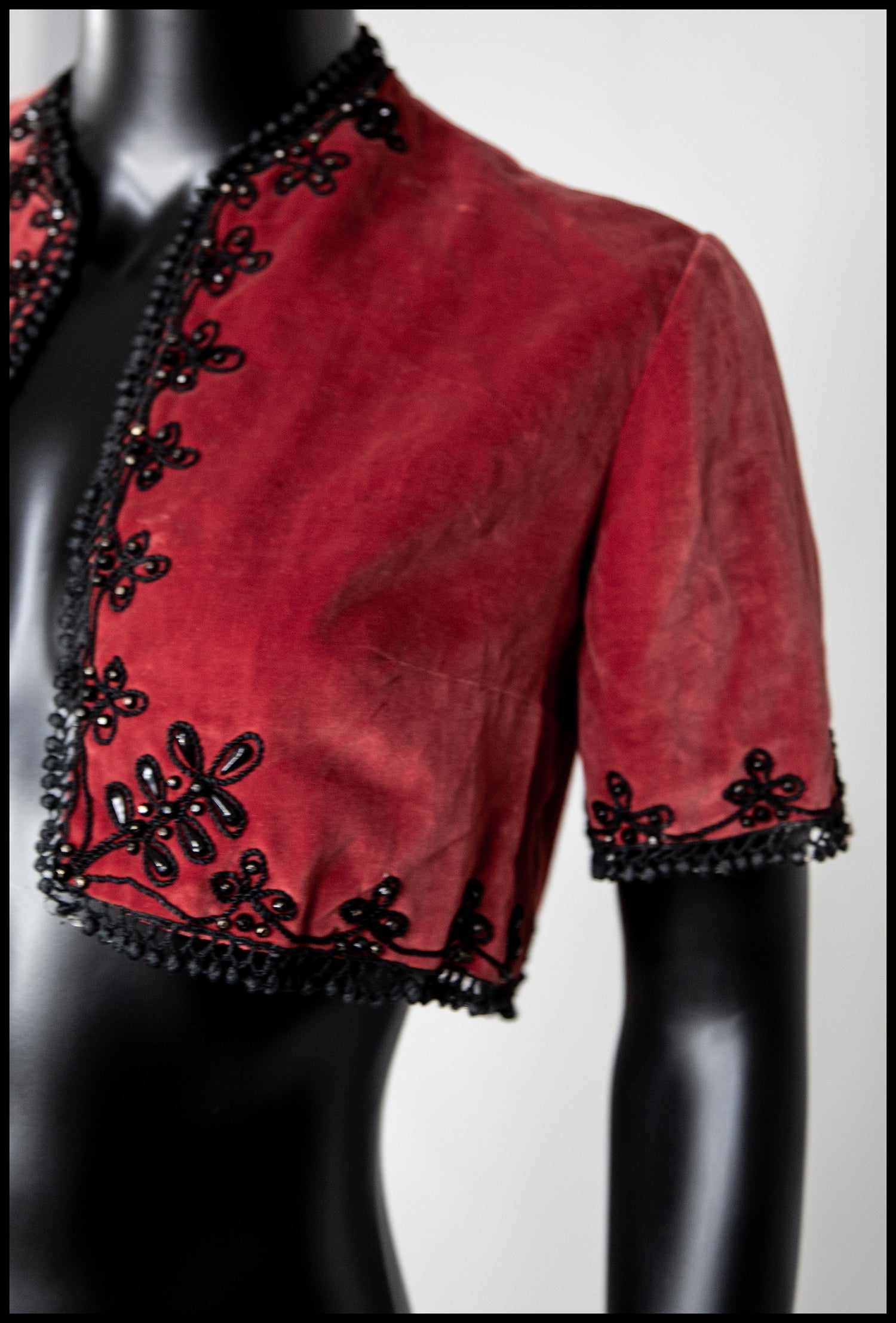 Vintage 1940s Red Velvet Bolero