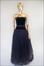 Vintage 1950s Velvet Tulle Glitter Ballgown Dress