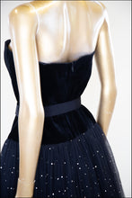 Vintage 1950s Velvet Tulle Glitter Ballgown Dress