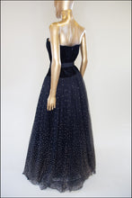 Vintage 1950s Velvet Tulle Glitter Ballgown Dress