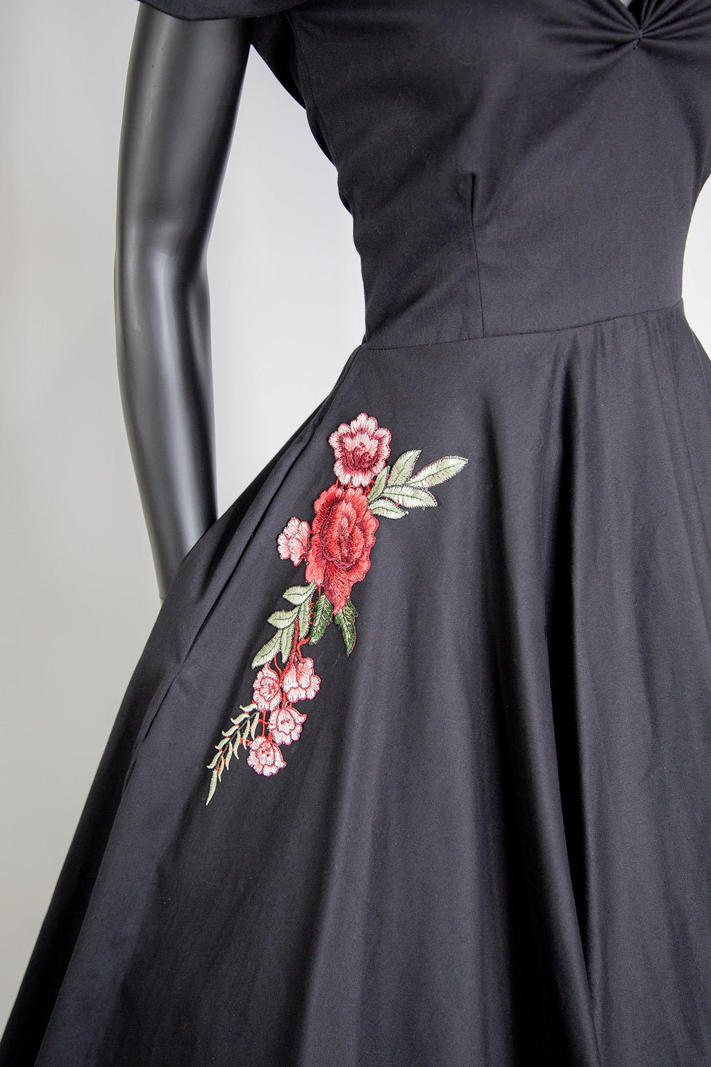 Rosa - Black Organic Cotton Midi Dress