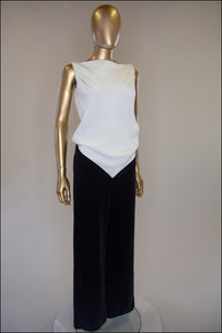 Vintage 1960s Black and Ivory Velvet Jumpsuit