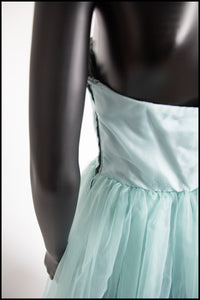 Vintage 1950s Blue Voile Cocktail Dress