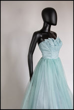 Vintage 1950s Blue Voile Cocktail Dress