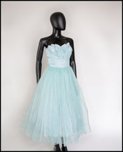 Vintage 1950s Blue Voile Cocktail Dress