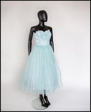 Vintage 1950s Blue Voile Cocktail Dress