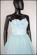 Vintage 1950s Blue Voile Cocktail Dress