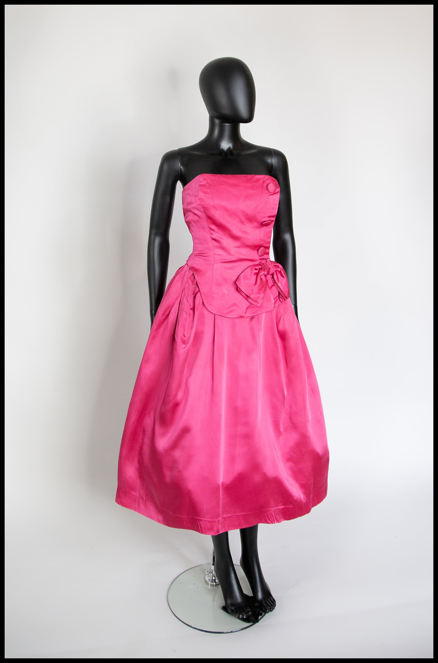 Vintage 1950s Shocking Pink Cocktail Dress