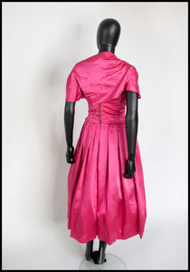 Vintage 1950s Shocking Pink Cocktail Dress