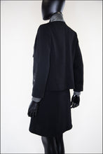 Vintage Black Silver Wool Mini Suit and Blouse