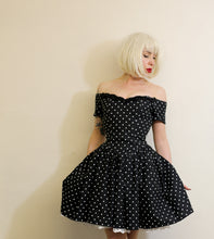 Vintage 1980s Black Polkadot Mini Dress