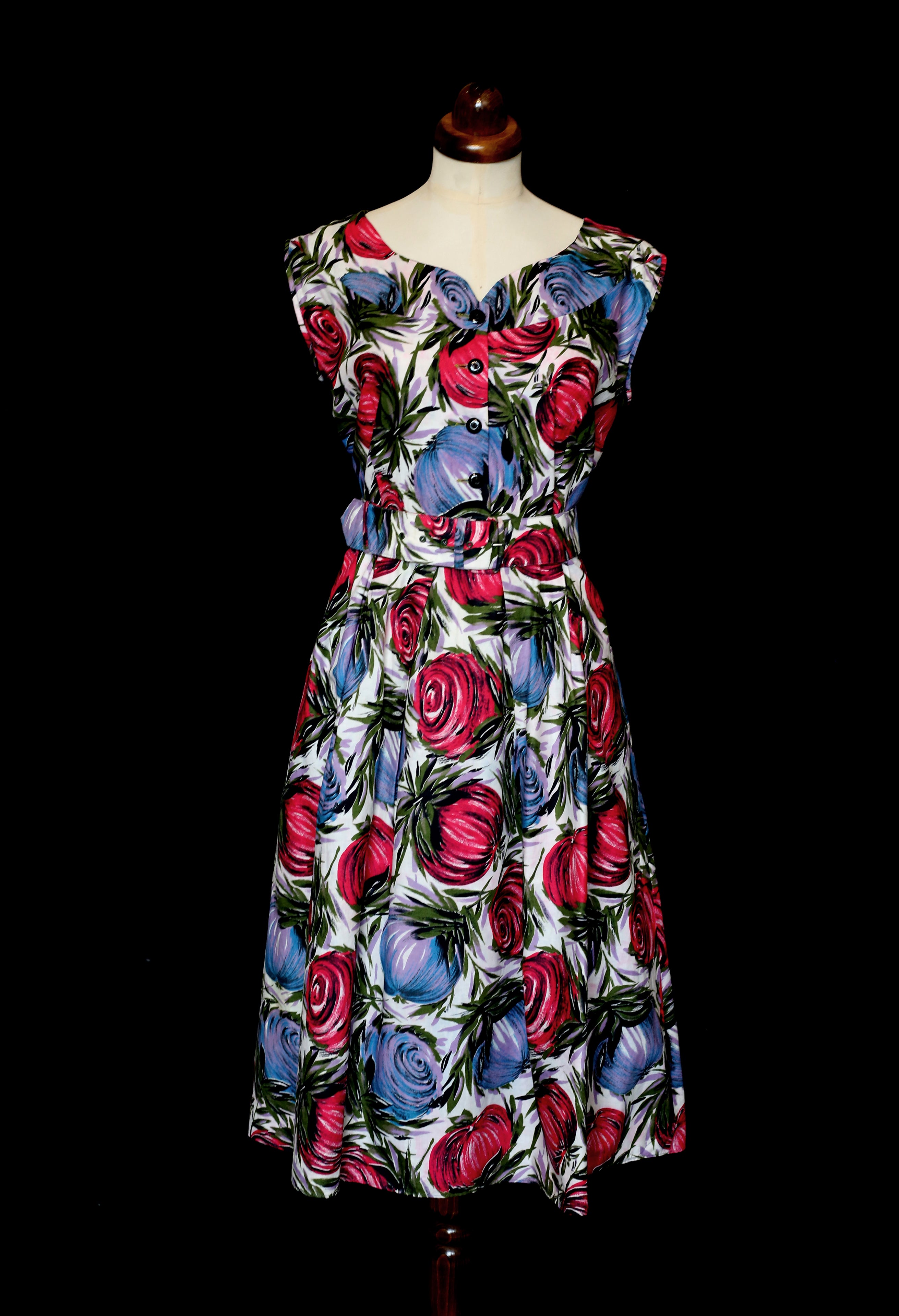 Vintage 1950s Mid Century Print Cotton Dress
