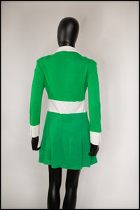 Vintage 1960s Green Knit Mod Dress