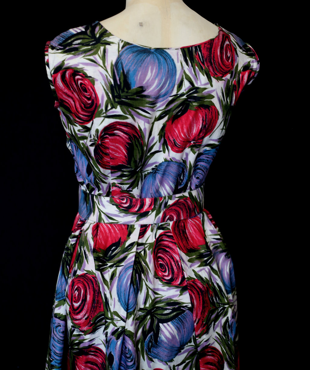 Vintage 1950s Mid Century Print Cotton Dress