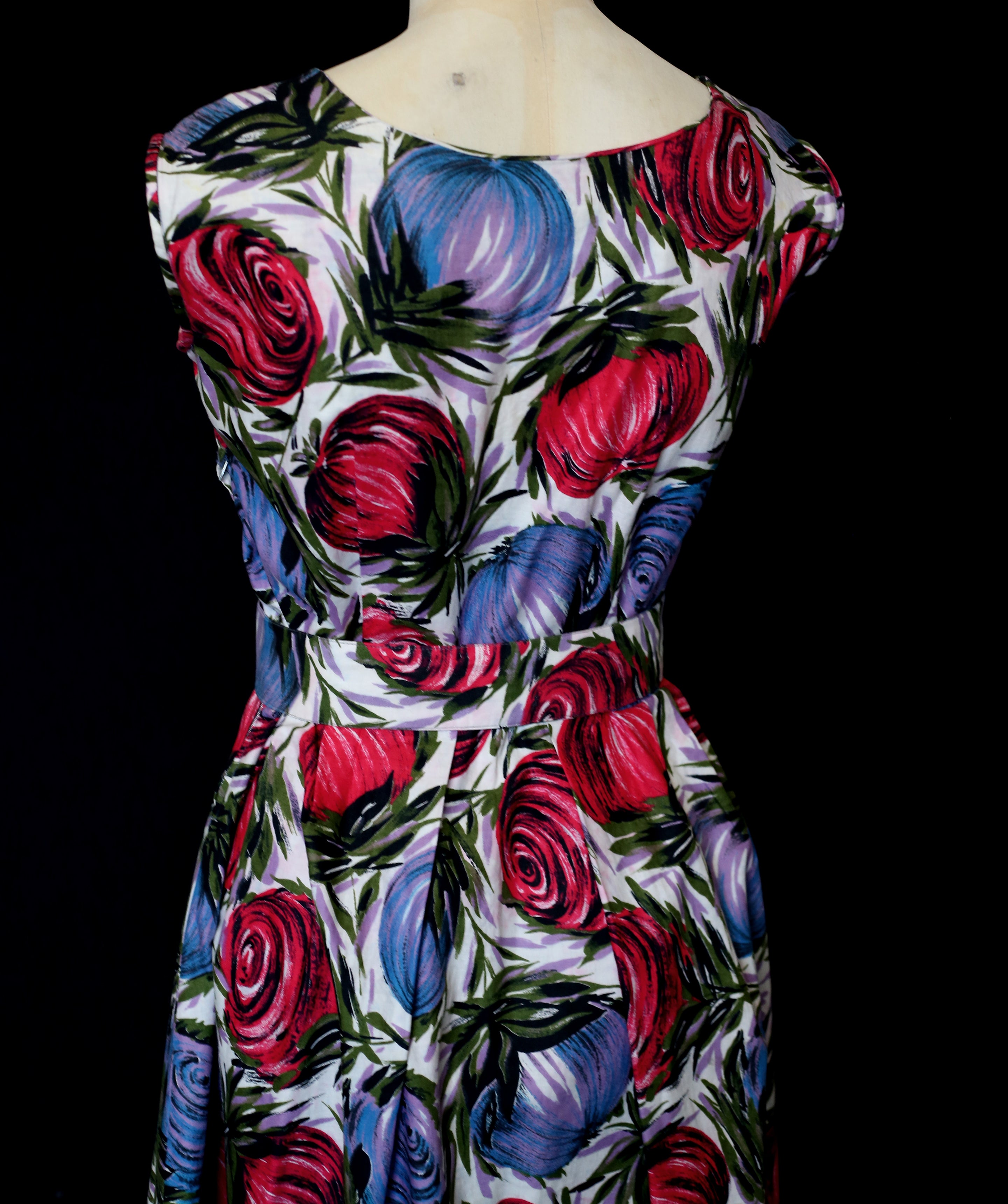 Vintage 1950s Mid Century Print Cotton Dress