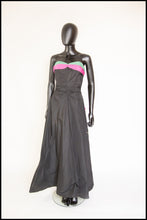 Vintage 1940s Black Green Taffeta Gown