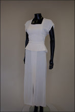 Vintage 1940s Cream Crepe Maxi Dress
