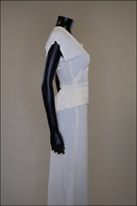 Vintage 1940s Cream Crepe Maxi Dress