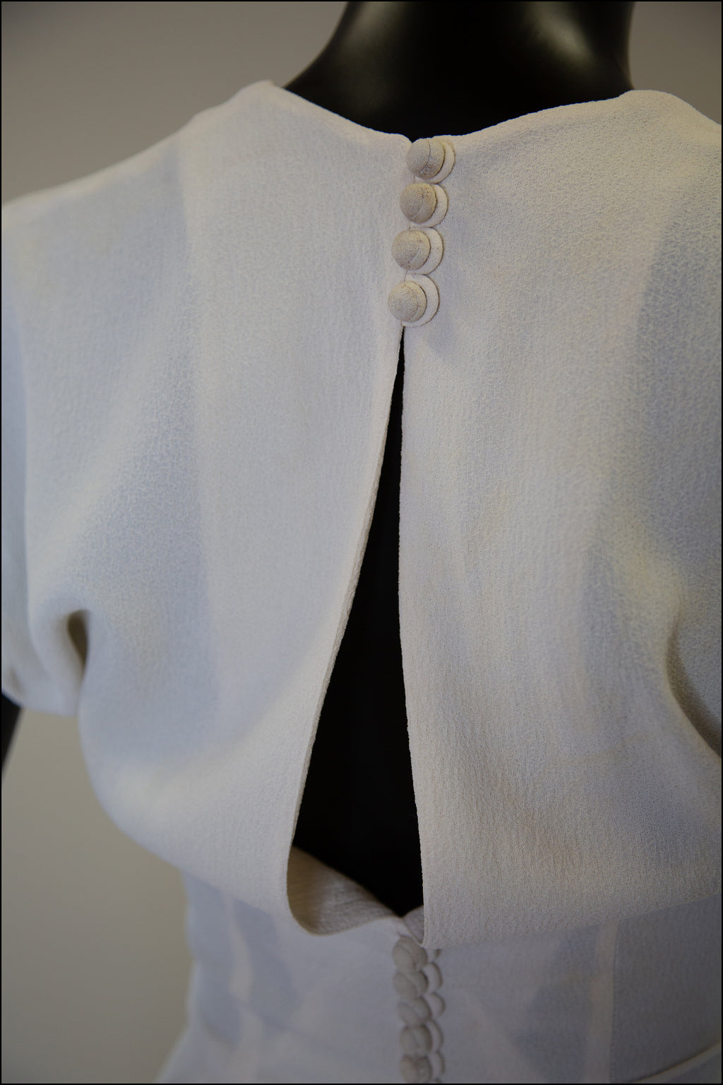 Vintage 1940s Cream Crepe Maxi Dress