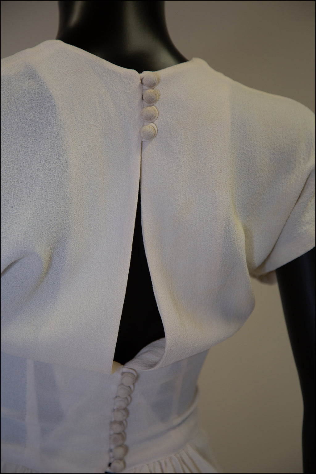 Vintage 1940s Cream Crepe Maxi Dress