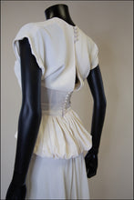 Vintage 1940s Cream Crepe Maxi Dress