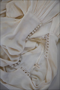 Vintage 1940s Cream Crepe Maxi Dress