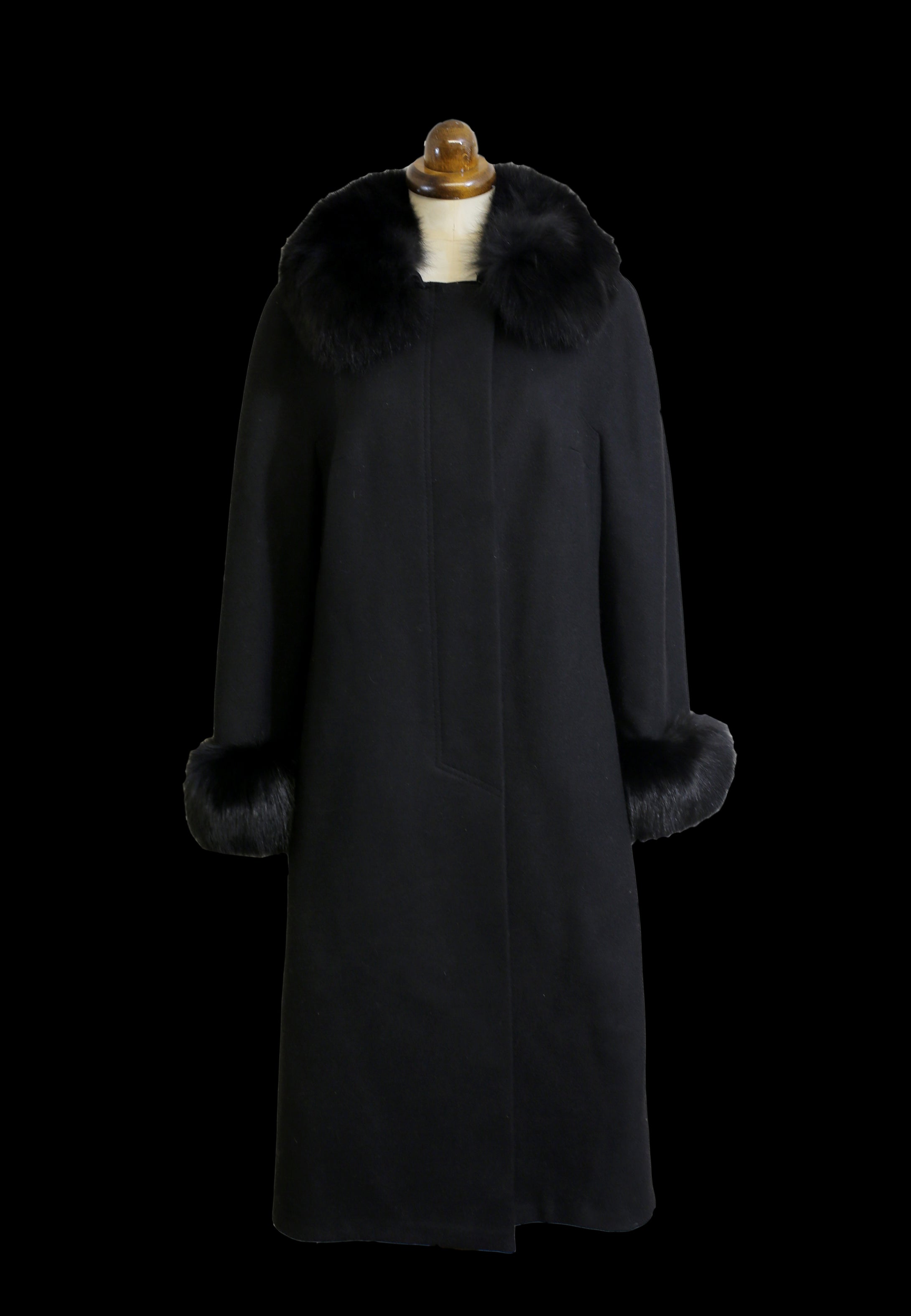 Vintage 1960s Black Wool Princess coat