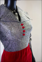 Vintage 1970s Red Silver Velvet Maxi Dress