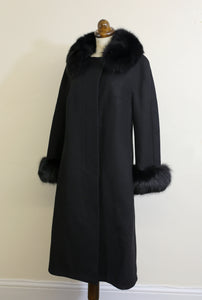 Vintage 1960s Black Wool Princess coat