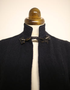 Vintage 1930s Black Boucle Wool Cape