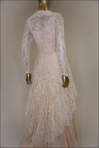 Vintage 1940s Fine Lace Wedding Dress